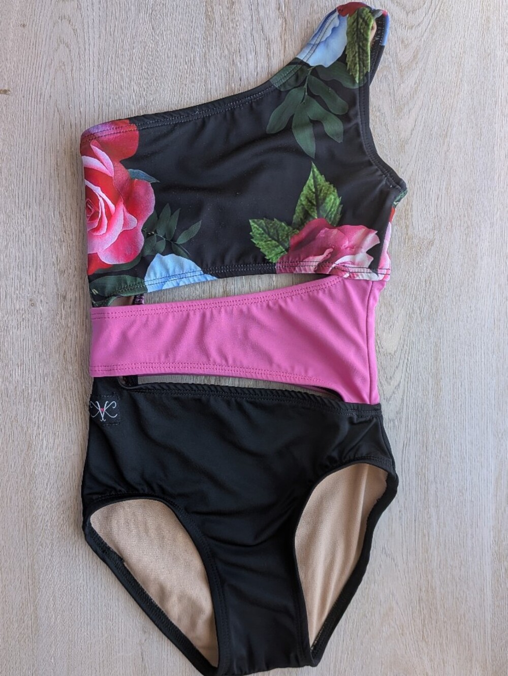 Kandi Kouture Floral & Black Cut-Out Dance Leotard CS